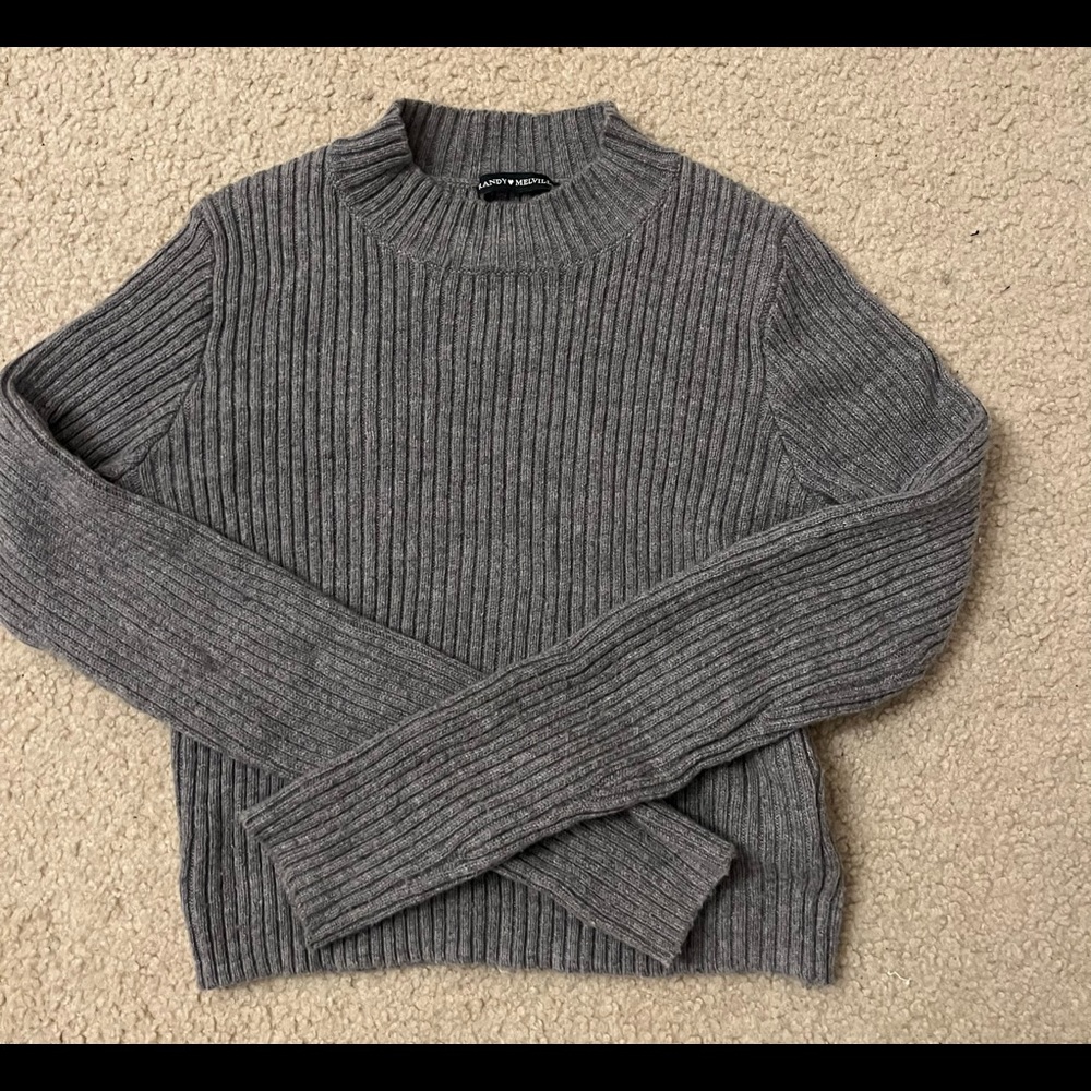 Brandy Melville gray ribbed cropped sweater